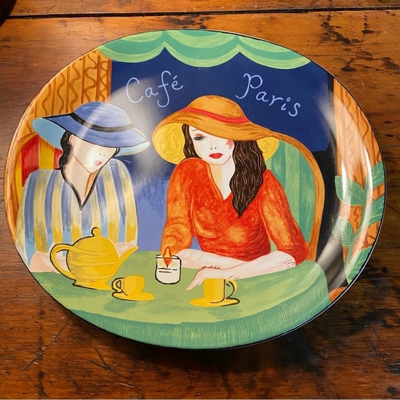 Curio Ceramic Serving Platter Cafe Paris 12x11”
